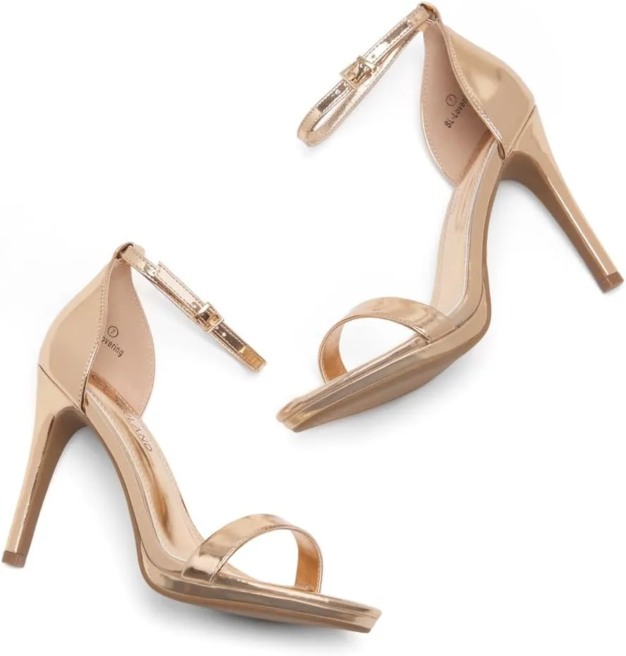 Shoe Land Womens High Heels  Open Toe Stiletto Heels with Adjustable Ankle Strap | Dressy Sexy Strappy Heeled Sandals for Wedding, Prom, Party & Evening Wear
