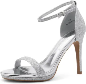 Shoe Land Womens High Heels  Open Toe Stiletto Heels with Adjustable Ankle Strap | Dressy Sexy Strappy Heeled Sandals for Wedding, Prom, Party & Evening Wear
