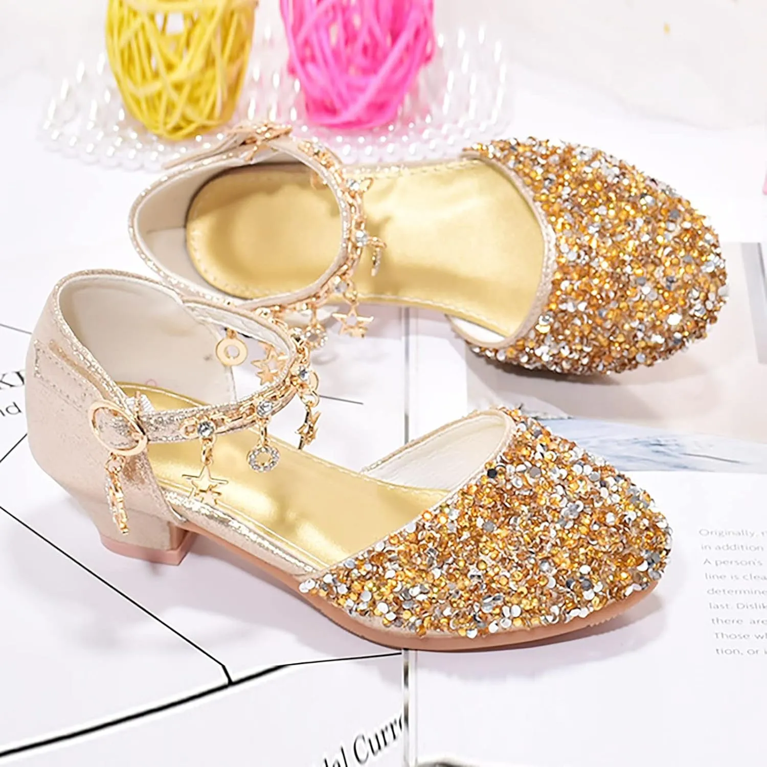 Shoes Girls Low Heel Dress Shoes Sparkle Mary Jane Flower Girls Wedding Birthday Party Prom Sandals Toddler