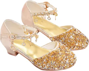 Shoes Girls Low Heel Dress Shoes Sparkle Mary Jane Flower Girls Wedding Birthday Party Prom Sandals Toddler