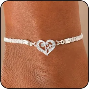 Silver Ankle Bracelets for Women Waterproof Sparkly Gold Anklets Tennis Rhinestone Diamond Anklets for Women Starfish Infinity Heart Cross Anklet Bracelet Beach Jewelry