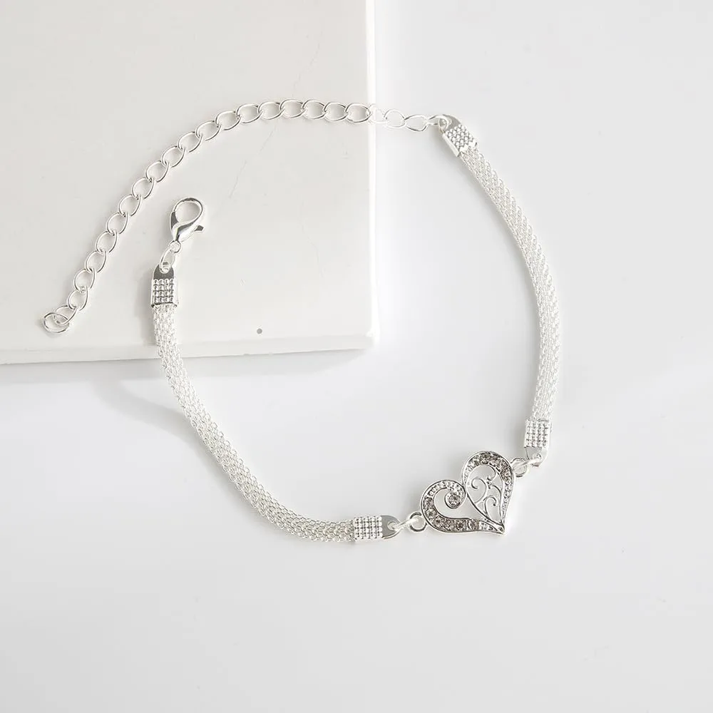 Silver Ankle Bracelets for Women Waterproof Sparkly Gold Anklets Tennis Rhinestone Diamond Anklets for Women Starfish Infinity Heart Cross Anklet Bracelet Beach Jewelry