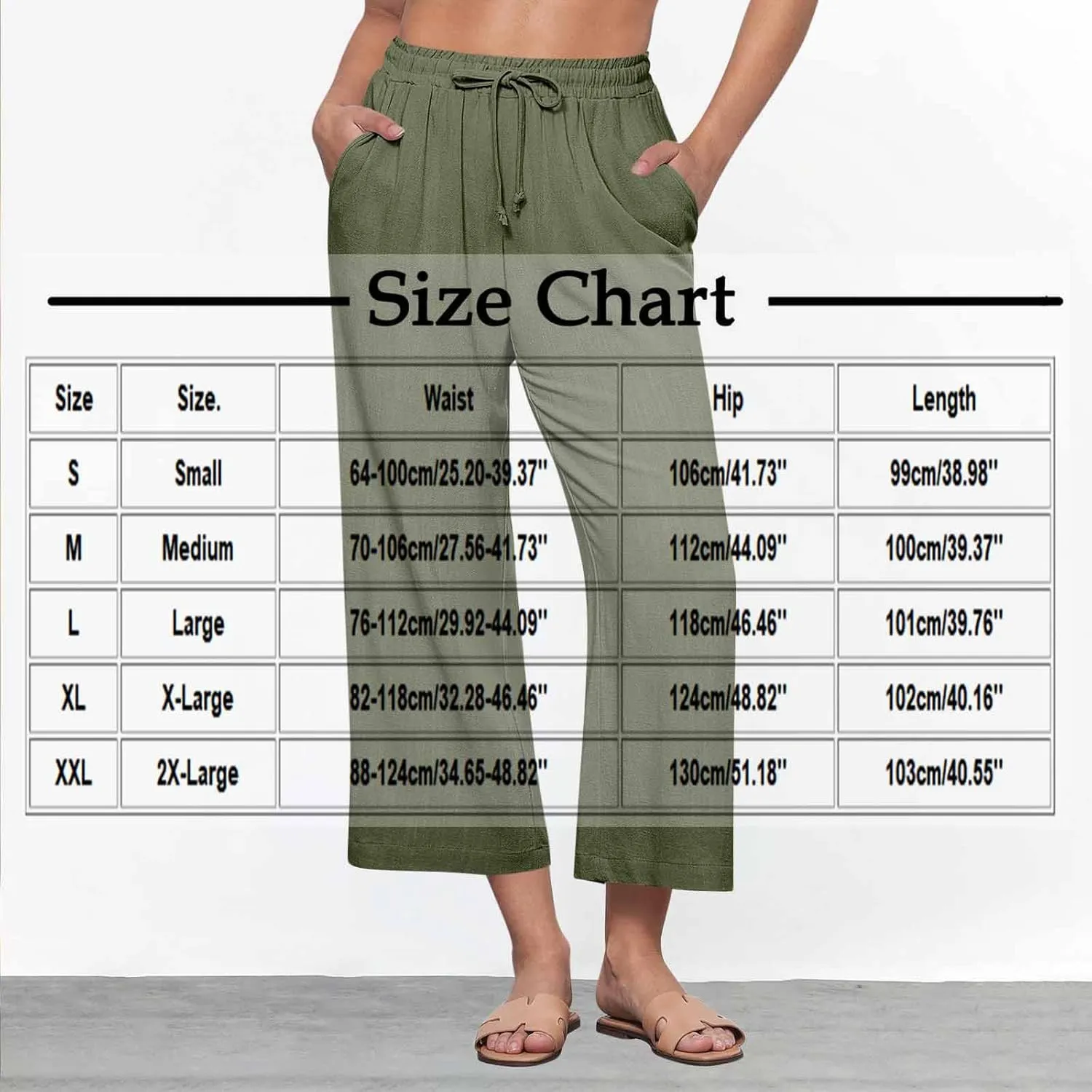 Sinzelimin Womens Linen Wide Leg Pants Fashion Solid Color Drawstring Waist Loose Comfy Harem Trouser Capri Sweatpants