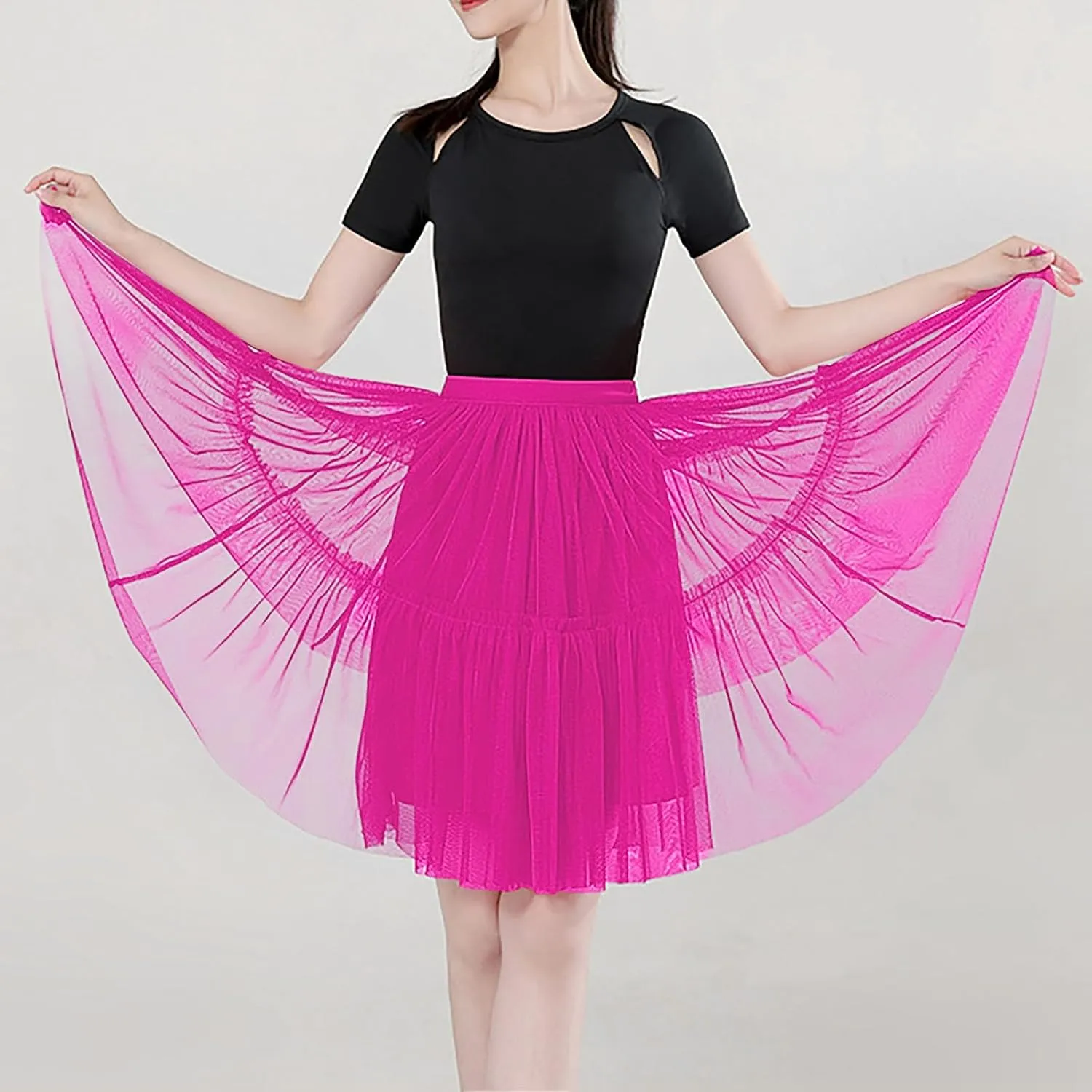 Skirts for Women Fashion Solid Simple Mid Skirt Tulle Bubble Mesh Skirts Carnival Party High Waisted Ruffles Tutu Skirt