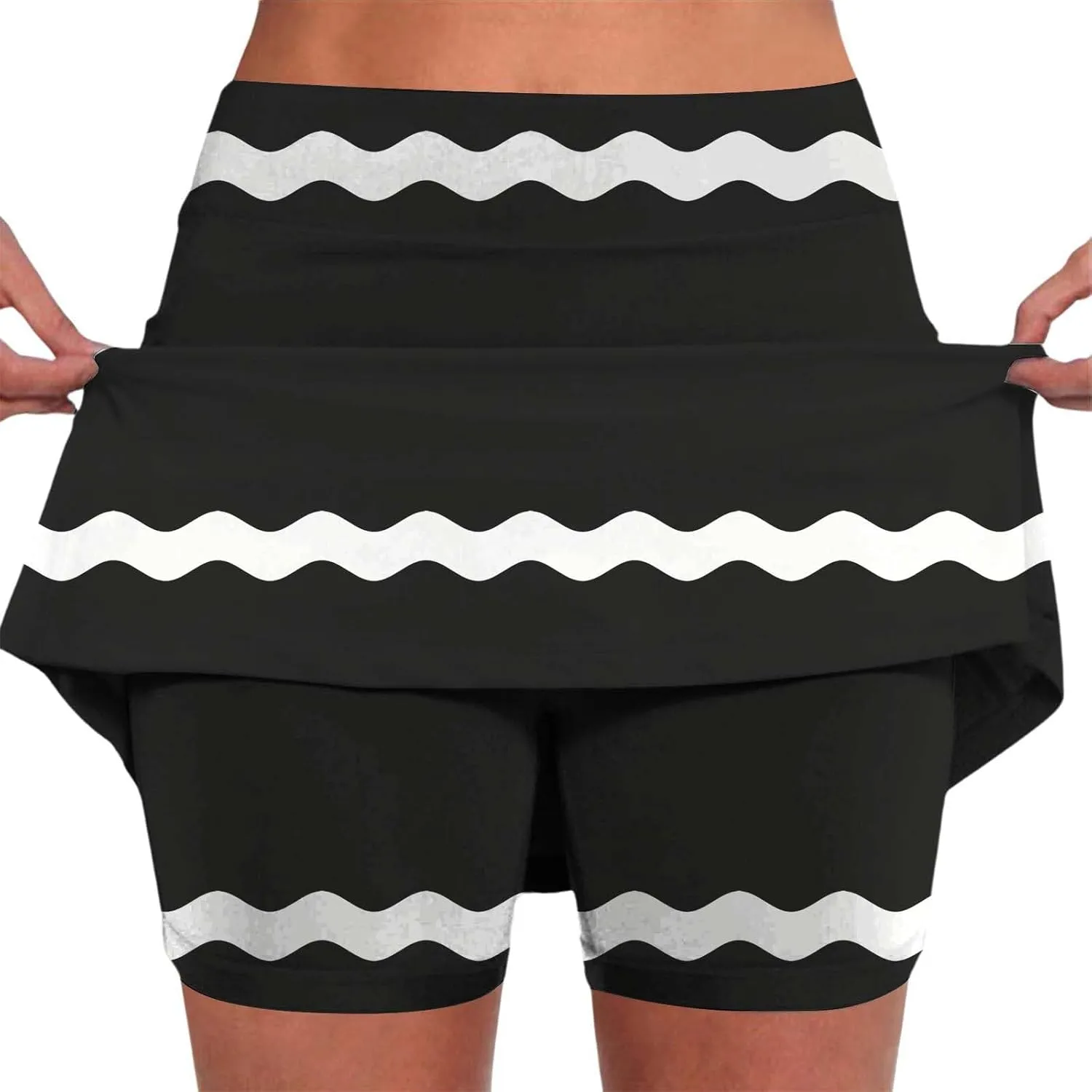Skorts for Women Drawstring Skorts for Women Athletic Tennis Skirts with Shorts Striped Workout Yoga Mini Skirts High Waist Dressy Casual Skirts Skorts for Women Grey
