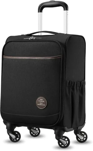 Small Carry On Luggage with Wheels, 16 Inch Lightweight Luggage with Front Opening, Soft Sided Rolling Travel Suitcase (Black)