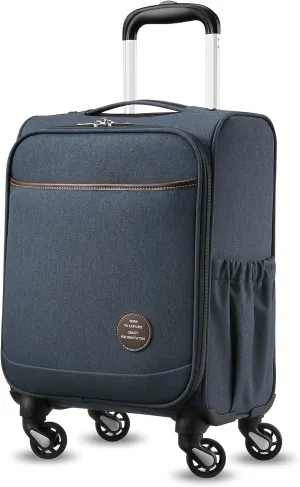Small Carry On Luggage with Wheels, 16 Inch Lightweight Luggage with Front Opening, Soft Sided Rolling Travel Suitcase (Blue)