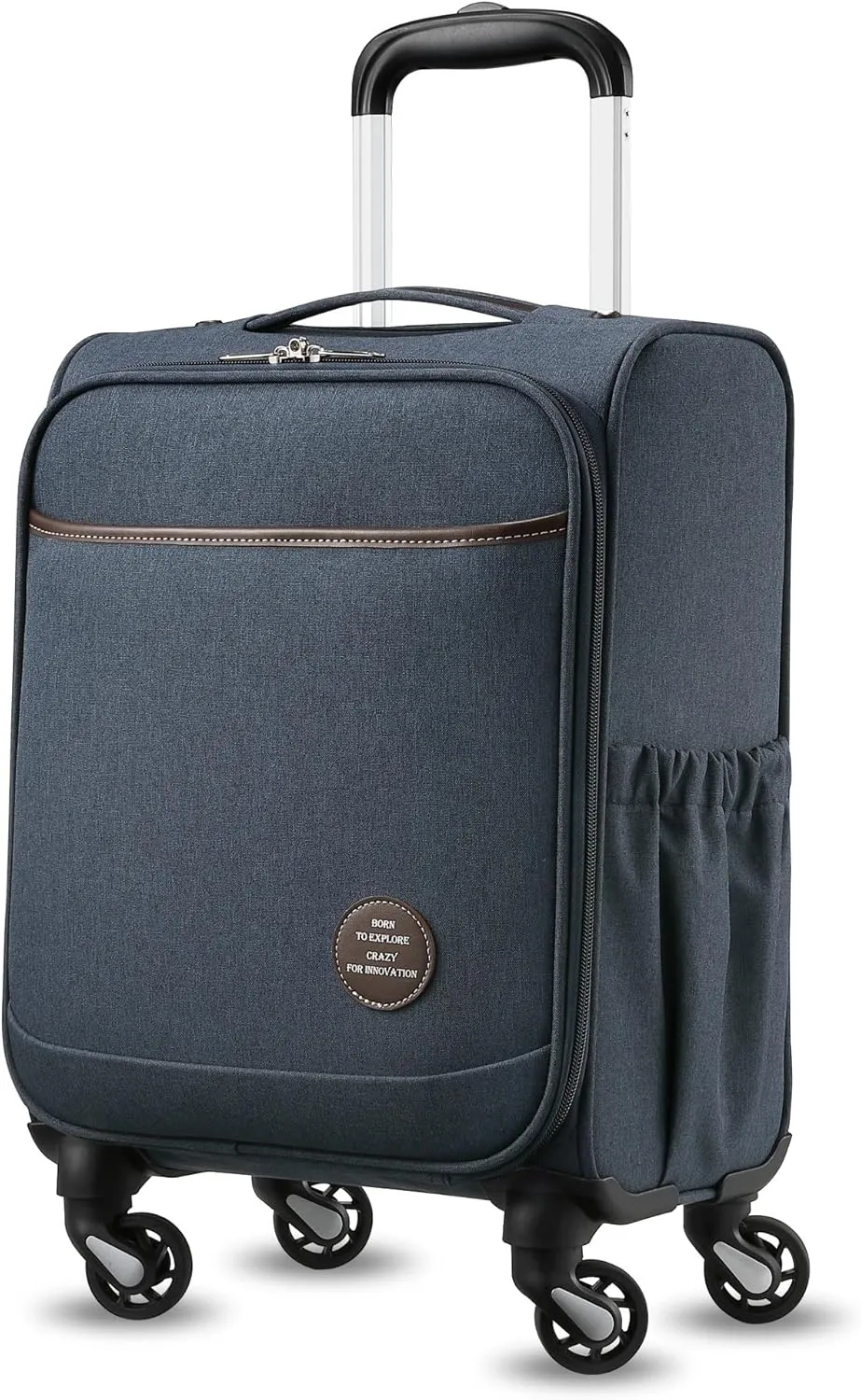 Small Carry On Luggage with Wheels, 16 Inch Lightweight Luggage with Front Opening, Soft Sided Rolling Travel Suitcase (Blue)