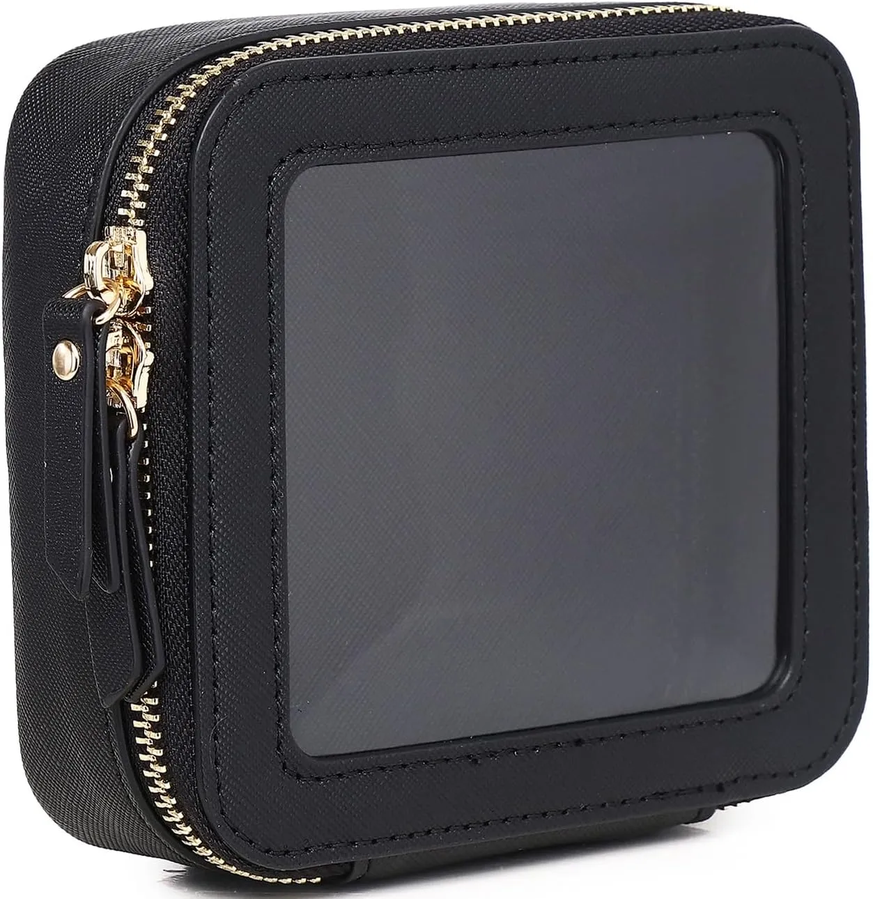 Small Makeup Bag Mini Clear Cosmetic Makeup Case & Toiletry Bag with Zipper Women's Purse Organizer & Car Essentials (Black, MINI)