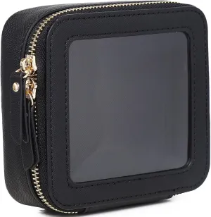 Small Makeup Bag Mini Clear Cosmetic Makeup Case & Toiletry Bag with Zipper Women's Purse Organizer & Car Essentials (Black, MINI)