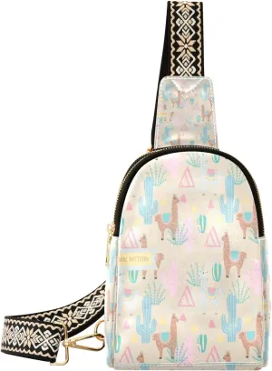 Small Sling Bag Waist Packs Leather Crossbody Packs Chest Bag Animal Pattern for Women Travel Belt Purse