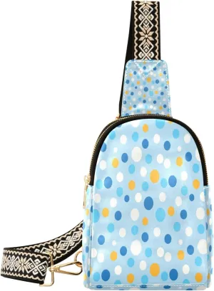 Small Sling Bag Waist Packs Leather Crossbody Packs Chest Bag Colorful Dot for Women Travel Belt Purse