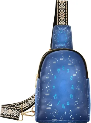 Small Sling Bag Waist Packs Leather Crossbody Packs Chest Bag Constellation for Women Travel Belt Purse