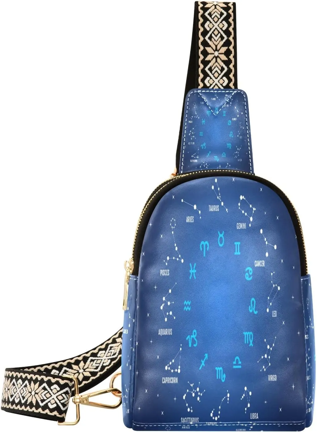 Small Sling Bag Waist Packs Leather Crossbody Packs Chest Bag Constellation for Women Travel Belt Purse