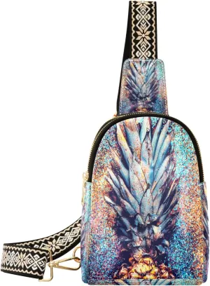 Small Sling Bag Waist Packs Leather Crossbody Packs Chest Bag Pineapple Shine Fashion Minimalism Style for Women Travel Belt Purse