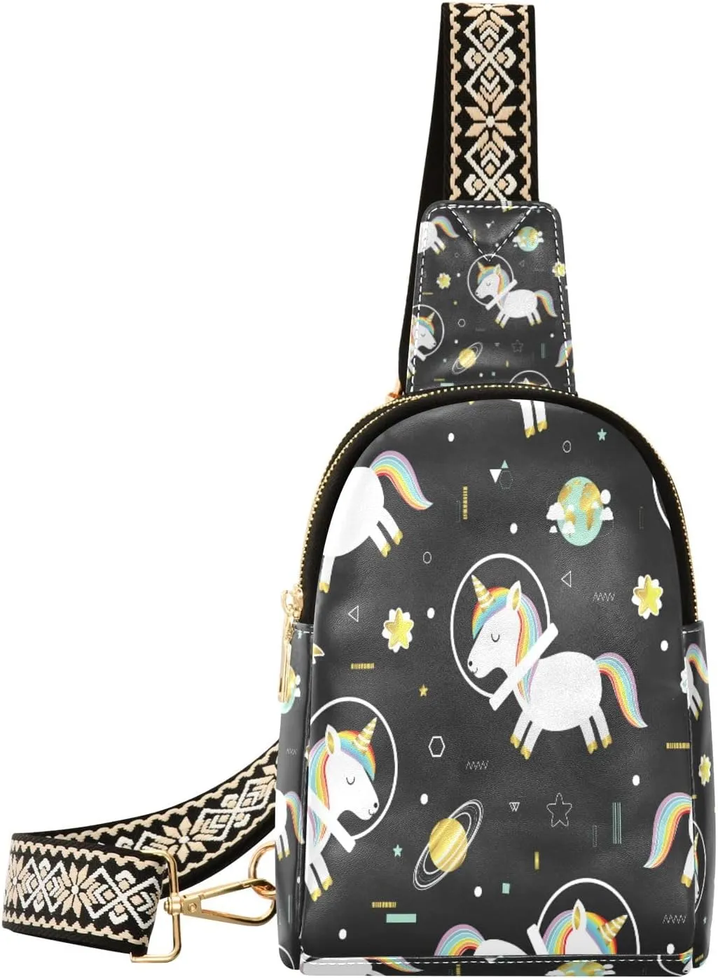 Small Sling Bag Waist Packs Leather Crossbody Packs Chest Bag Unicorn for Women Travel Belt Purse