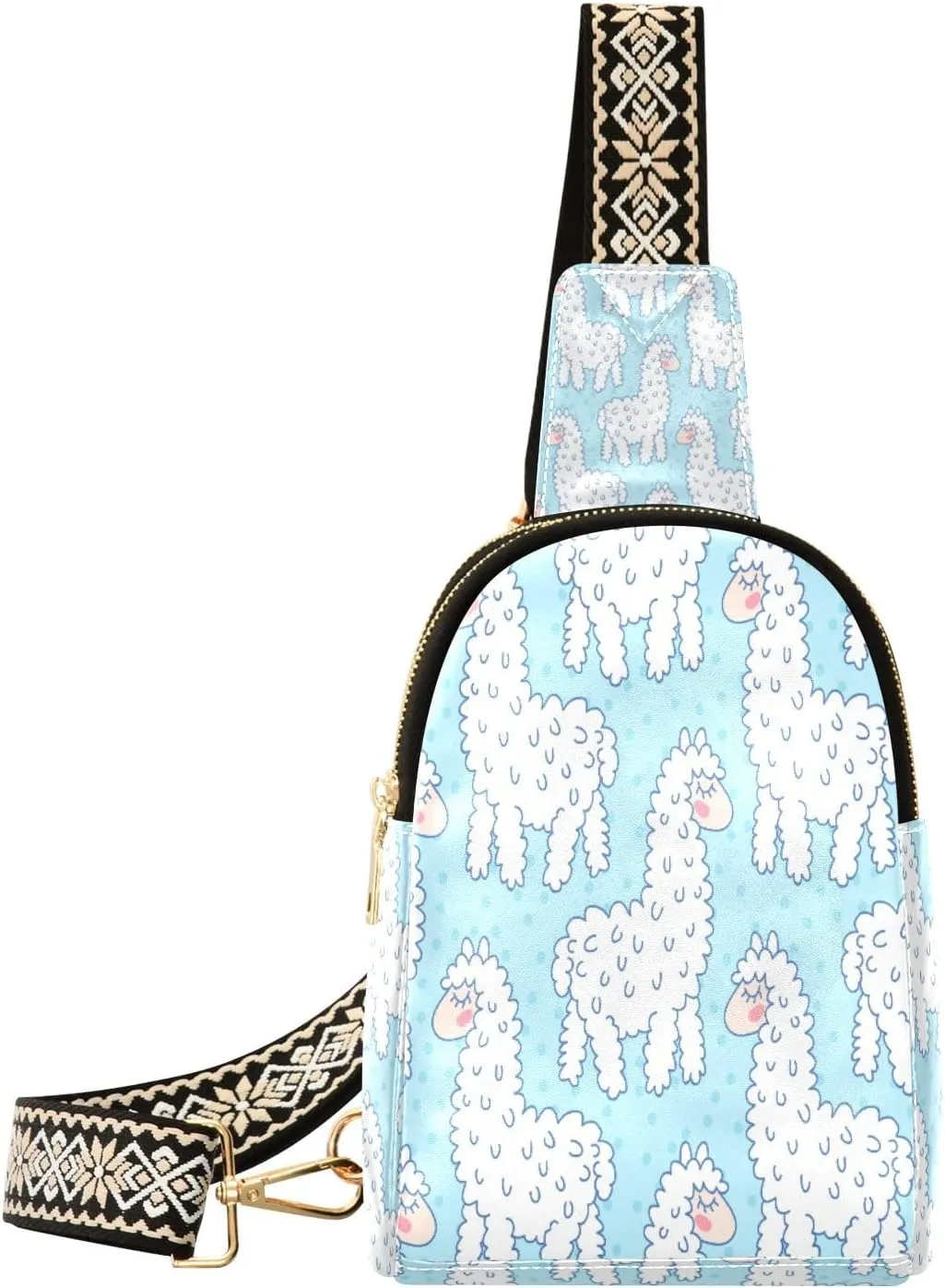 Small Sling Bag Waist Packs Leather Crossbody Packs Chest Bag White Sheep for Women Travel Belt Purse