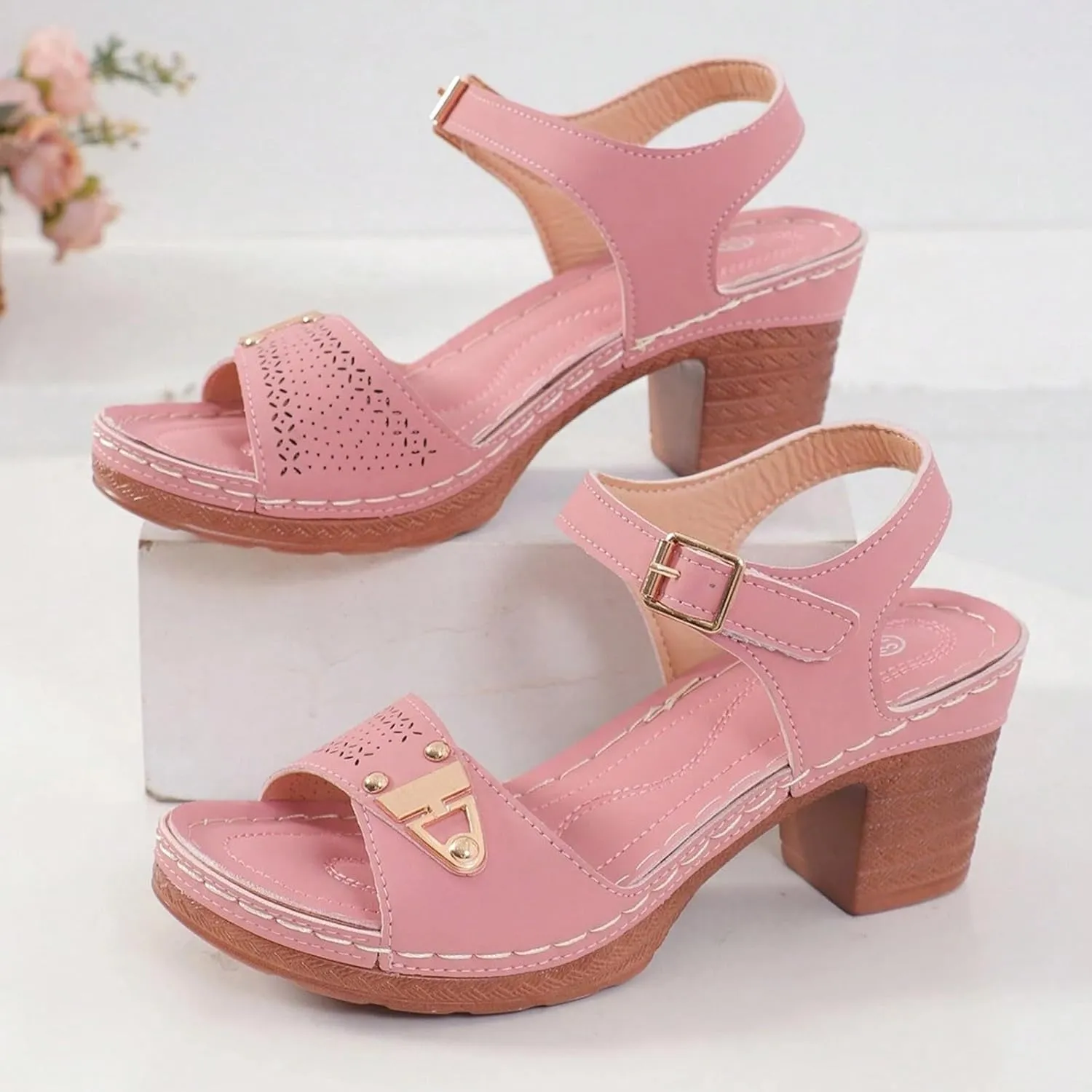 Smoneyful Womens Orthopedic Sandals Arch Support Summer Dressy Platform Wedge Open Toe Ankle Strap Boho Beach Casual Comfortable Slip Walking Slippers Sandals
