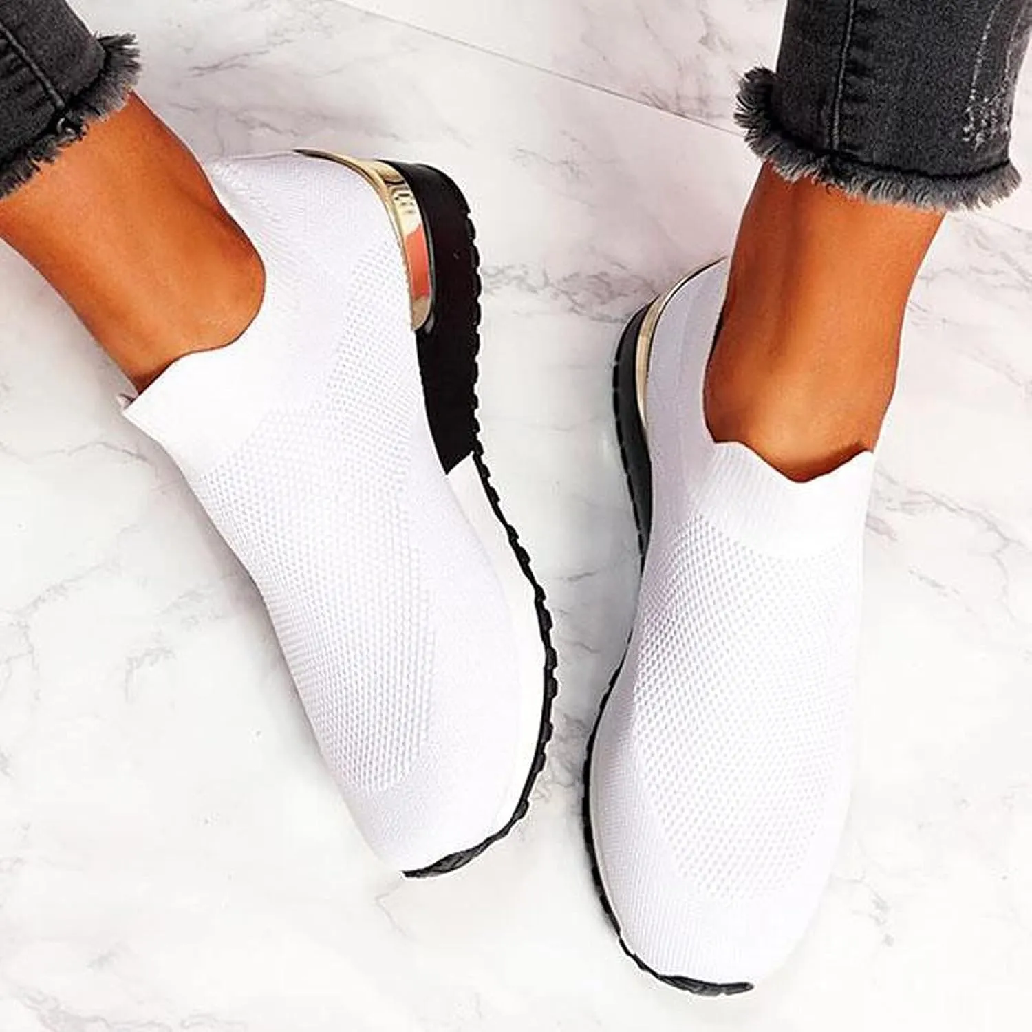 Sneakers for Women Walking Shoes Comfortable Breathable Mesh Tennis Slip On Sneakers for Women Womens Tennis Shoes Plantar Fasciitis Relief Lightweight Casual Comfort Walking Footwear