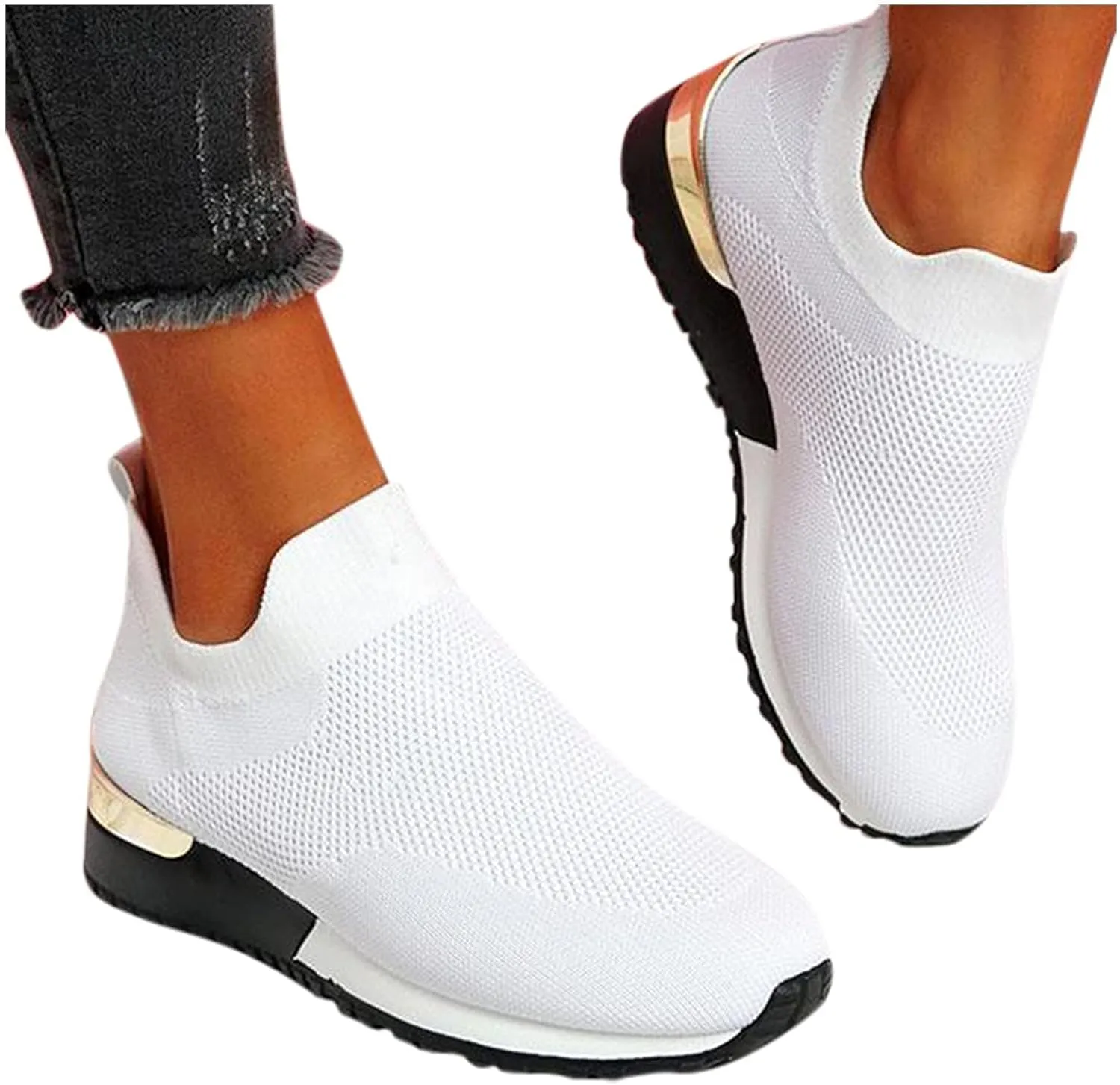 Sneakers for Women Walking Shoes Comfortable Breathable Mesh Tennis Slip On Sneakers for Women Womens Tennis Shoes Plantar Fasciitis Relief Lightweight Casual Comfort Walking Footwear