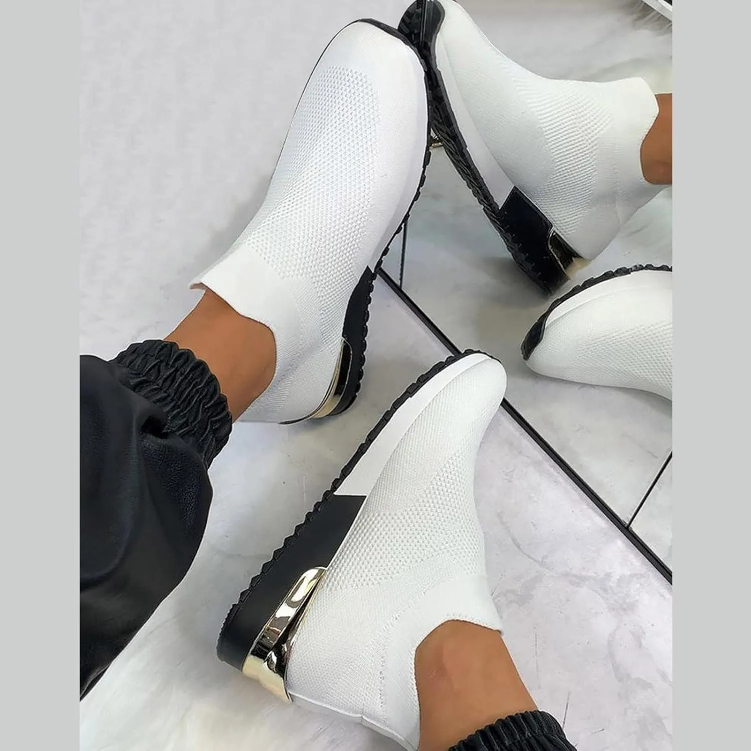 Sneakers for Women Walking Shoes Comfortable Breathable Mesh Tennis Slip On Sneakers for Women Womens Tennis Shoes Plantar Fasciitis Relief Lightweight Casual Comfort Walking Footwear