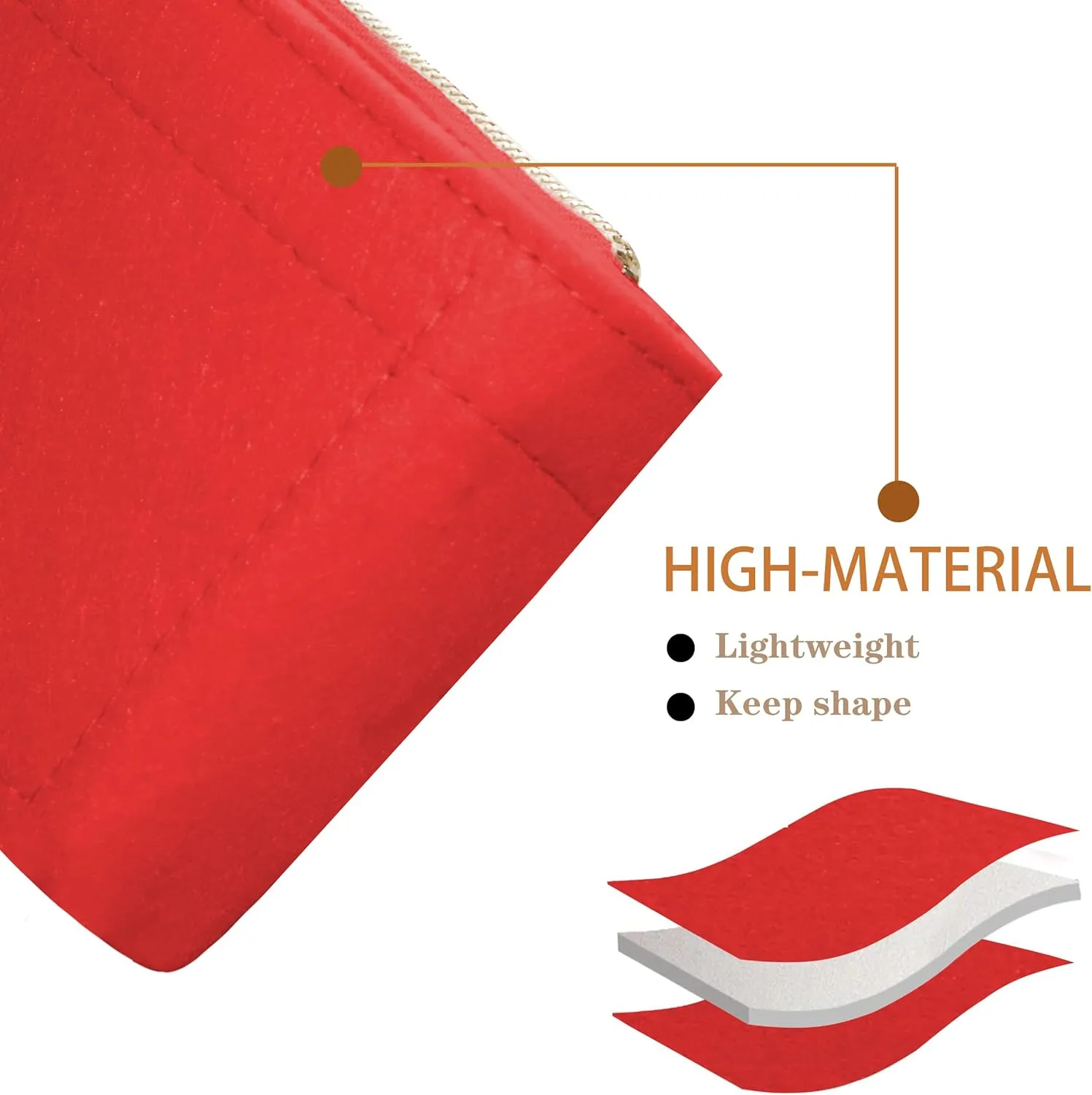 Soyizom Multi Pochette Accessories Handbag Organizer Insert for Women, 2 Packs Purse Organizer Insert Fits for Pochette Tote Bag Organizer with Key Chains and Zipper, Red