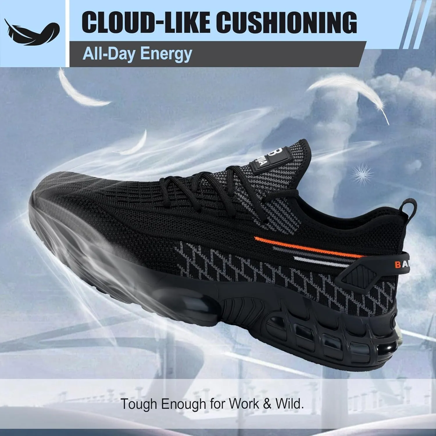 Steel Toe Shoes for Men Lightweight Work Shoes Construction Industrial Work Tennis Shoes Safety Shoes Comfortable Steel Toe Sneakers for Men Women