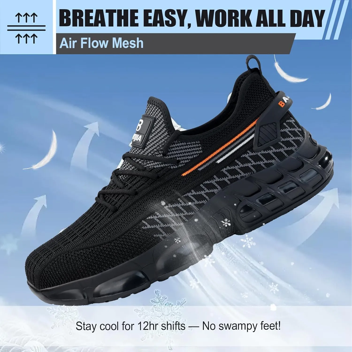 Steel Toe Shoes for Men Lightweight Work Shoes Construction Industrial Work Tennis Shoes Safety Shoes Comfortable Steel Toe Sneakers for Men Women