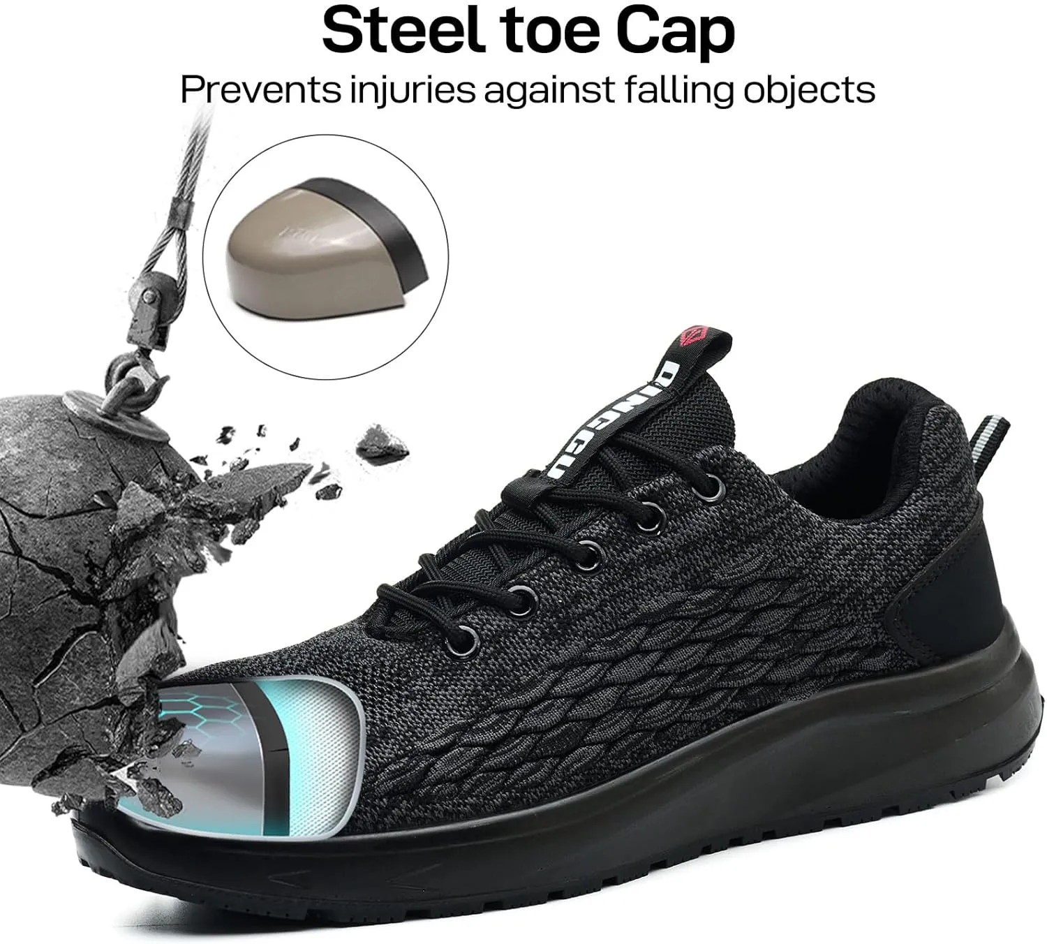 Steel Toe Shoes for Men Woman Non Slip Work Shoes,Comfortable Men's Work & Safety Footwear Lightweight Composite Toe Sneakers