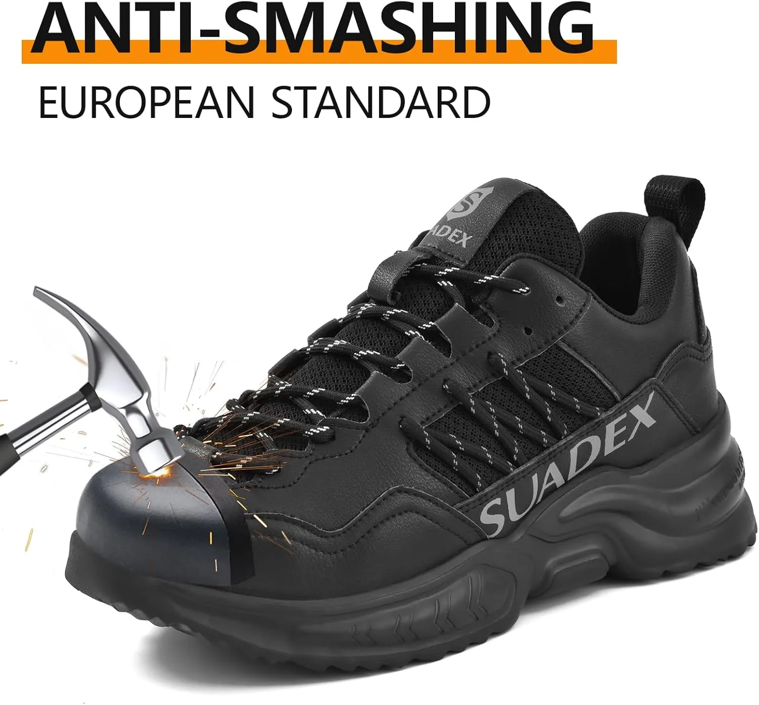 SUADEX Steel Toe Shoes for Men Women Safety Toe Work Shoes Breathable Steel Toe Sneakers Puncture Resistant