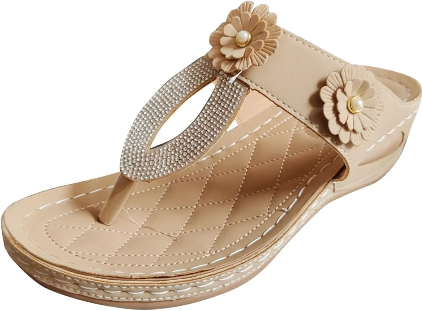 SuanlaTDS Wedge Sandals for Women Summer Dressy Open Toe Platform Wedges Slip On Orthopedic Sandals Comfortable Outdoor Beach Bohemia Casual Arch Support Low Heels Walking Shoes