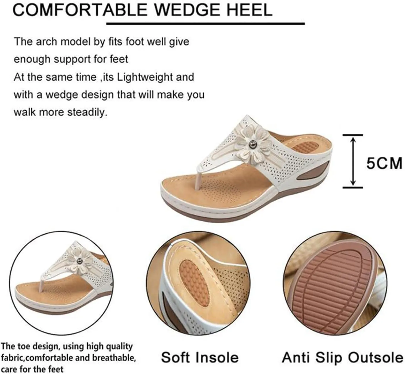 SuanlaTDS Womens Orthopedic Flip Flops Wedge Sandals with Arch Support Comfortable Platform Slip On Slides 2025 Dressy Summer Beach Walking Shoes Open Toe Elegant Party Slide Sandal