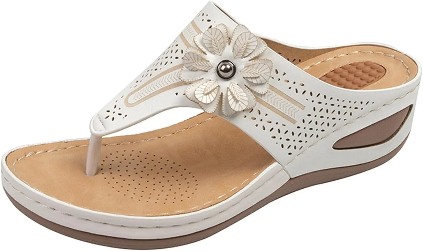 SuanlaTDS Womens Orthopedic Flip Flops Wedge Sandals with Arch Support Comfortable Platform Slip On Slides 2025 Dressy Summer Beach Walking Shoes Open Toe Elegant Party Slide Sandal