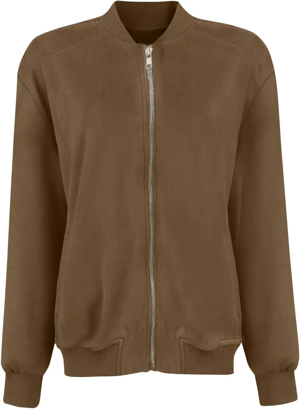 Suede Jackets for Women 2024 Trendy Comfy Cropped Zip Up Jackets Faux Leather Casual Jacket Outwear with Pockets