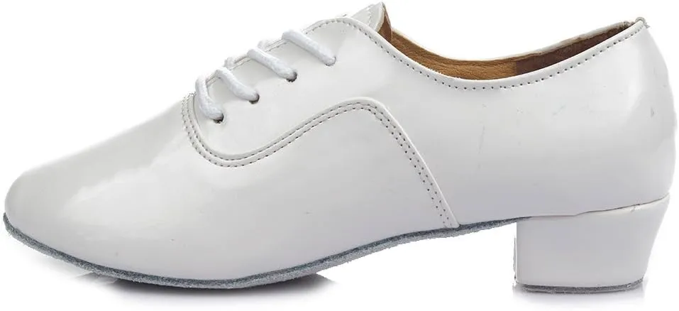 SWDZM Men Latin Dance Shoes Leather Lace-up Salsa Tango Ballroom Modern Professional Performance Practice Dance Shoes,Model 707B