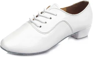 SWDZM Men Latin Dance Shoes Leather Lace-up Salsa Tango Ballroom Modern Professional Performance Practice Dance Shoes,Model 707B