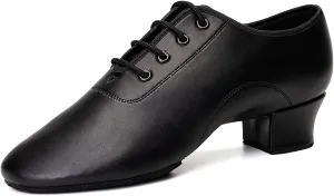 SWDZM Men Latin Dance Shoes Leather Lace-up Salsa Tango Ballroom Modern Professional Performance Practice Dance Shoes,Model 707B