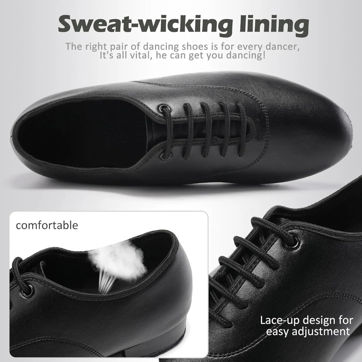 SWDZM Men Latin Dance Shoes Leather Lace-up Salsa Tango Ballroom Modern Professional Performance Practice Dance Shoes,Model 707B