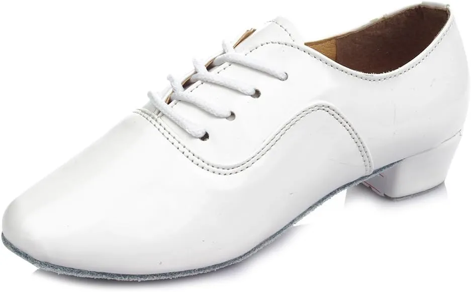 SWDZM Men Latin Dance Shoes Leather Lace-up Salsa Tango Ballroom Modern Professional Performance Practice Dance Shoes,Model 707B