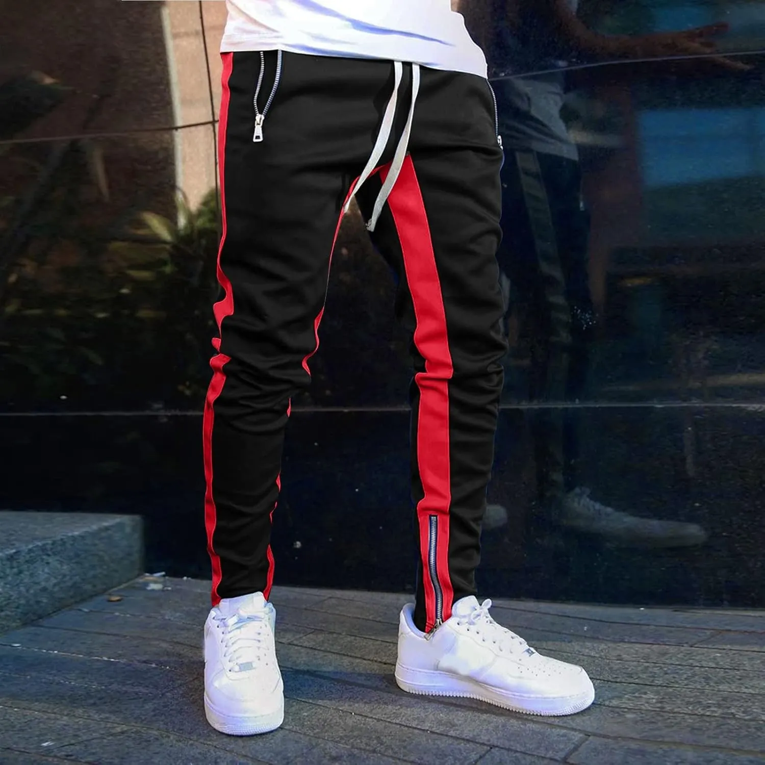 Sweatpants for Men with Pockets Pants Zipper Pockets Athletic Jogger Fitness Workout Gym Sweatpants Men's Cargo Pants
