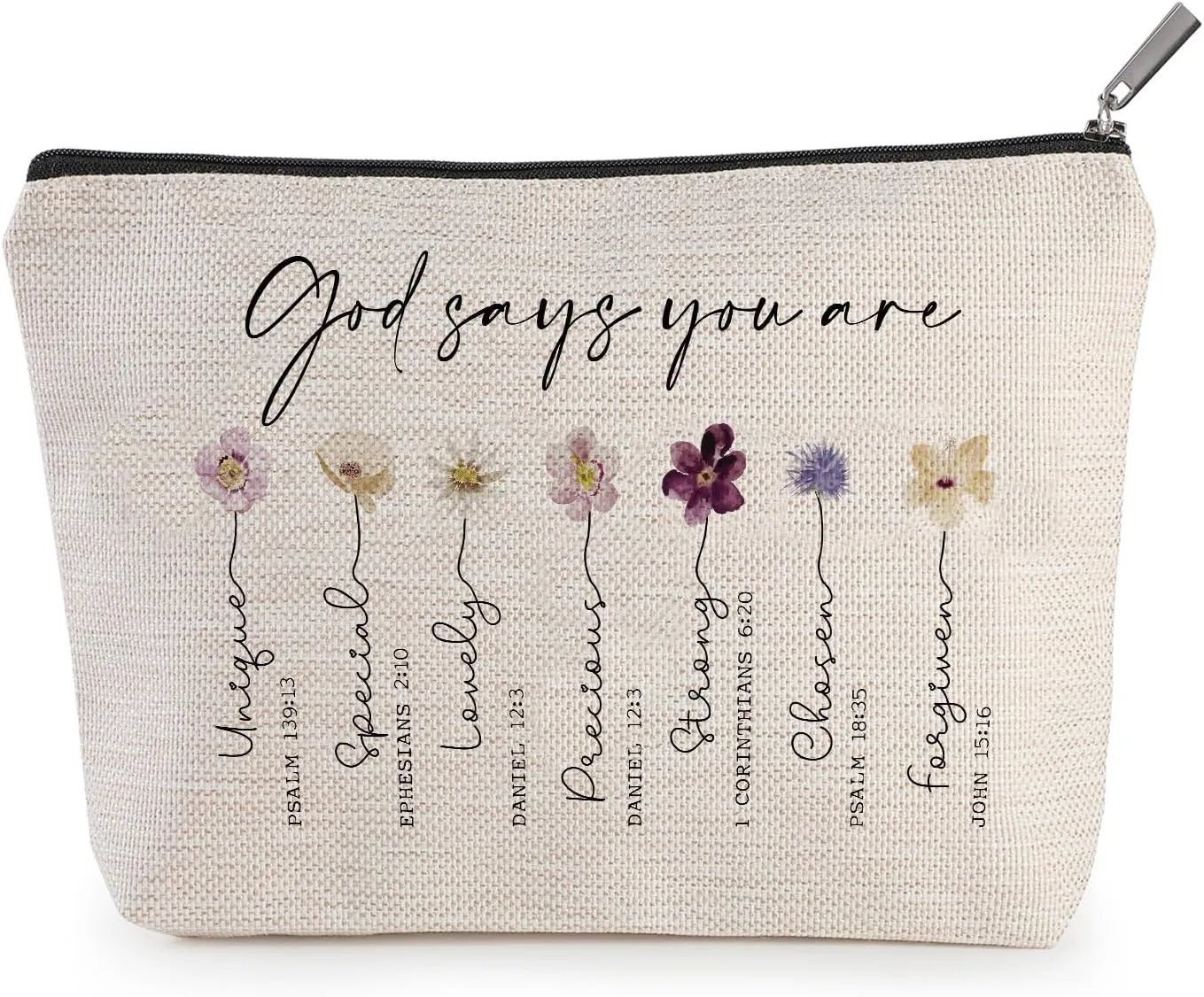 SWITHOM God Says You Are Cosmetic Bag, Christian Makeup Bag for Women, Floral Bible Verse Makeup Case, Sister Gifts, Friend Gifts, Affirmations Gifts, Christian Gifts, Inspirational Cosmetic Bag