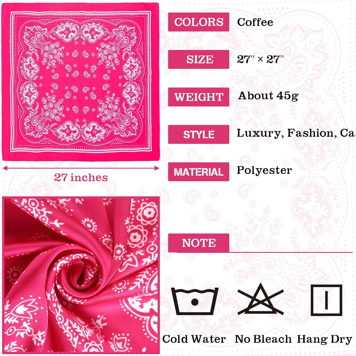 Syhood 4 Pcs 27'' Square Satin Head Scarves Satin Bandanas for Women Headband Scarves Silk Feeling Scarf Boho Headwear