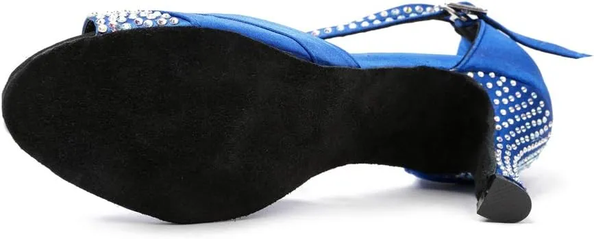 TDA Women's High Heel Crystals Satin Salsa Tango Ballroom Latin Modern Dance Shoes