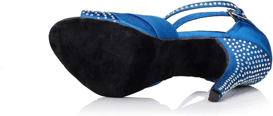 TDA Women's High Heel Crystals Satin Salsa Tango Ballroom Latin Modern Dance Shoes