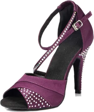 TDA Women's High Heel Crystals Satin Salsa Tango Ballroom Latin Modern Dance Shoes