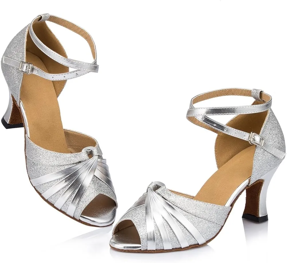 TDA Women's Peep Toe Knot Satin Fashion Salsa Tango Ballroom Latin Modern Dance Wedding Shoes