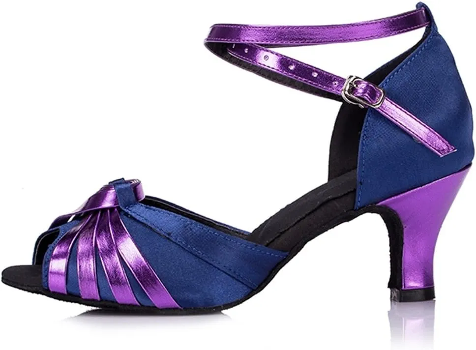 TDA Women's Peep Toe Knot Satin Fashion Salsa Tango Ballroom Latin Modern Dance Wedding Shoes