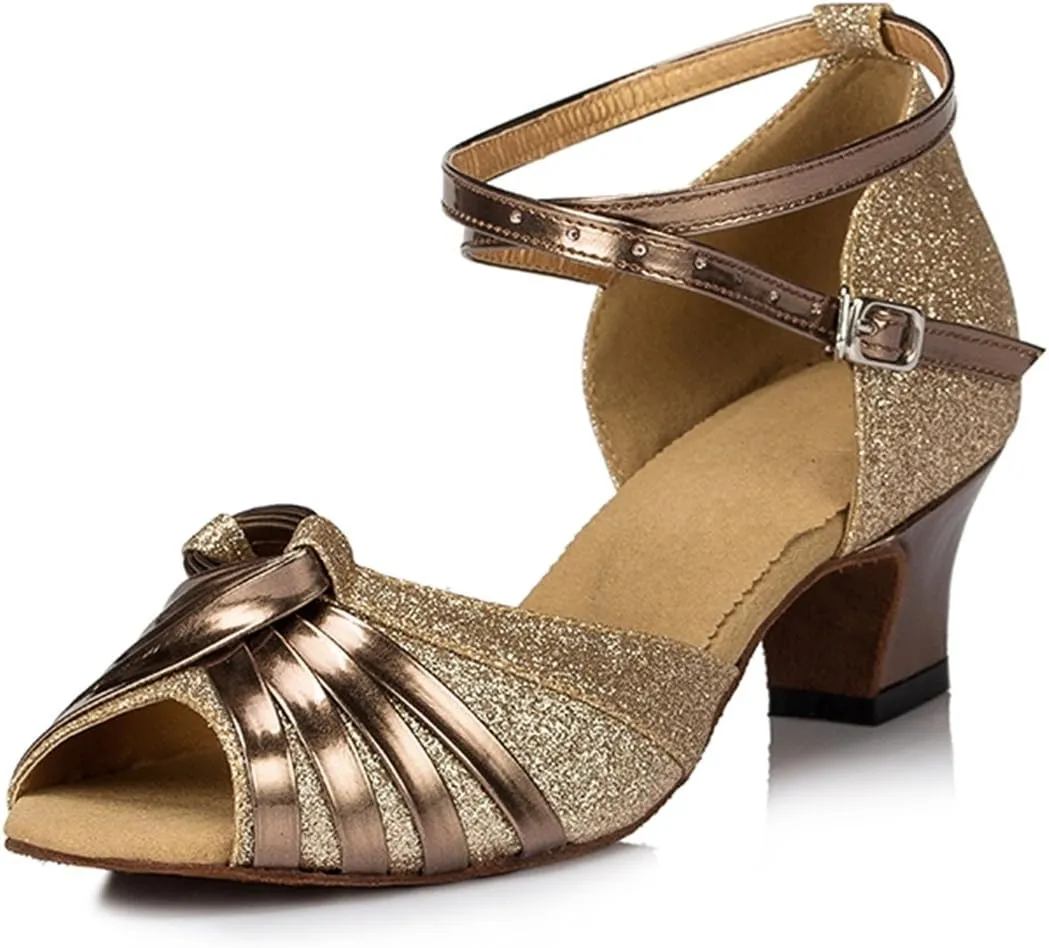 TDA Women's Peep Toe Knot Satin Fashion Salsa Tango Ballroom Latin Modern Dance Wedding Shoes