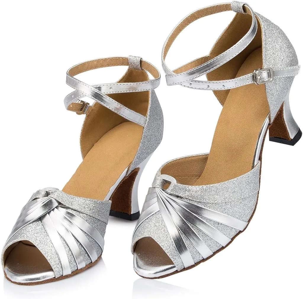 TDA Women's Peep Toe Knot Satin Fashion Salsa Tango Ballroom Latin Modern Dance Wedding Shoes