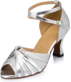 TDA Women's Peep Toe Knot Satin Fashion Salsa Tango Ballroom Latin Modern Dance Wedding Shoes